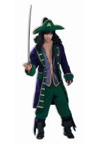 Бархатный костюм пирата сине-зеленый